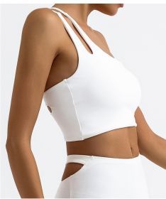 R Women Beauty Back Cross Nude Feel With Chest Pad High Elastic Quick-drying Sling Bra One Piece Dropshipping (Option: M-White)