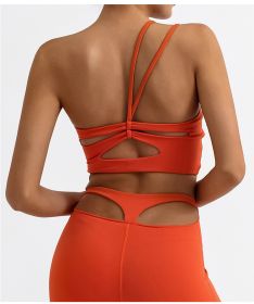 R Women Beauty Back Cross Nude Feel With Chest Pad High Elastic Quick-drying Sling Bra One Piece Dropshipping (Option: M-Sweet Orange)