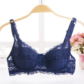 Thin Breathable Plus Size Lace Push Up Adjusting Bra (Option: Sapphire Blue-32 70B)