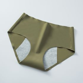 Front And Rear Anti-side Leakage Large Size Waist Protection Physiological Underwear (Option: Mustard Green-M)