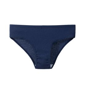 Women's Cotton Breathable Threaded Briefs (Option: Dark Blue-L)