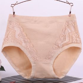 Underwear High Waist Cotton Crotch Plus-sized Plus Size Briefs (Option: Skin Color-XL)