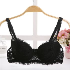 Thin Breathable Plus Size Lace Push Up Adjusting Bra (Option: Black-32 70B)