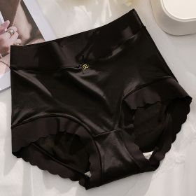 Satin Seamless Ice Silk Underwear (Option: Black-M)