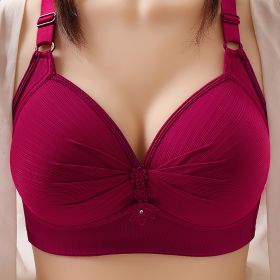 Triple Breasted Women's Bra Thin Mold Cup (Option: Wine Red-42 95BC)