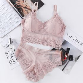 Sexy Tube Top Bottoming Underwear Lace Underwear Women's Suit (Option: Cameo Brown Suit-Free Size)