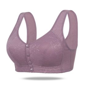 Women's Soft Cotton Bra Front Buckle Underwear Plus Size (Option: Purplish Gray-36 Yards)