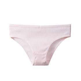 Women's Cotton Breathable Threaded Briefs (Option: Pink-L)