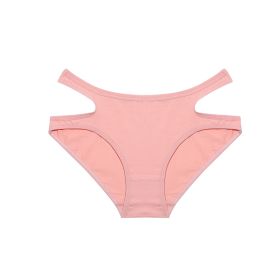 Cotton Briefs Women's Solid Color Waist Hollow Underwear (Option: Pink-S)