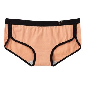 Cute Girl Pure Cotton Heart-shaped Seamless Briefs (Option: Orange Red-L)