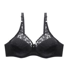 Plus Size Ultra-thin Mold Cup Cotton Bra (Option: Black-85C)