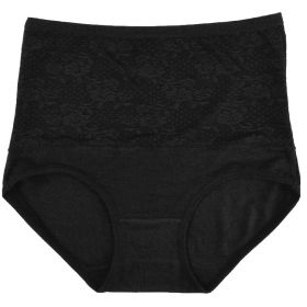 Women's High Waist Belly Contracting Modal Underwear (Option: Black-1.8feet to 2.4feet)