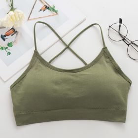 Gathered French Double Cross Shoulder Strap Beautiful Back Wrapped Chest Vest Underwear (Option: Green-Free Size)