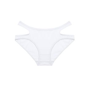 Cotton Briefs Women's Solid Color Waist Hollow Underwear (Option: White-S)