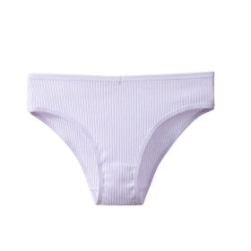 Women's Cotton Breathable Threaded Briefs (Option: Light Purple-L)