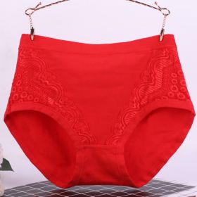 Women's Cotton Breathable Plus Size High Elastic Underwear (Option: Red-XL)