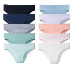 Women's Cotton Breathable Threaded Briefs (Option: Set2-XL)