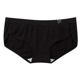 Cute Girl Pure Cotton Heart-shaped Seamless Briefs (Option: Black-L)