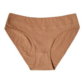 Cotton Mid Waist Women's Underwear Plus Size Women's Briefs (Option: Camel-M)