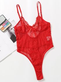 Women's Sexy And Fun Lingerie One Piece Lace Pajamas (Option: Red-S)