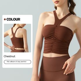 Halter Spaghetti Straps Vest With Chest Pad One-piece Summer Skinny Inner Match Tube Top Sleeveless Top (Option: S-Chestnut)