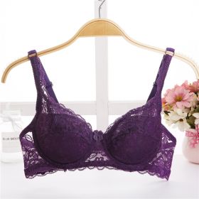 Thin Breathable Plus Size Lace Push Up Adjusting Bra (Option: Purple-32 70B)