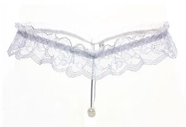 Sexy Lace Pearl Massage Opening Underpants (Option: White-Free Size)