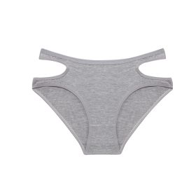 Cotton Briefs Women's Solid Color Waist Hollow Underwear (Option: Gray-S)