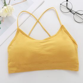 Gathered French Double Cross Shoulder Strap Beautiful Back Wrapped Chest Vest Underwear (Option: Yellow-Free Size)