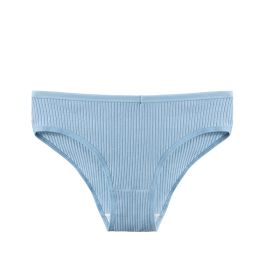 Women's Cotton Breathable Threaded Briefs (Option: Light Blue-L)