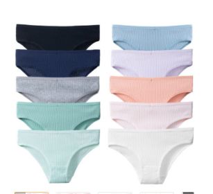 Women's Cotton Breathable Threaded Briefs (Option: set-M)