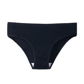 Women's Cotton Breathable Threaded Briefs (Option: Black-L)