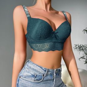 Shoulder Strap French Lace Push Up Shaping Bra (Option: Green-75B)