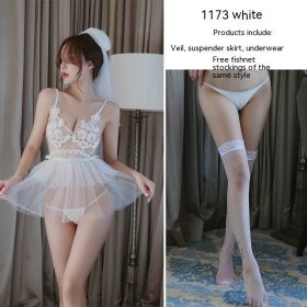 Sexy Lingerie Sexy Bridal Lace Mesh Tulle Suit (Option: White White Mesh Stockings-Average Size)