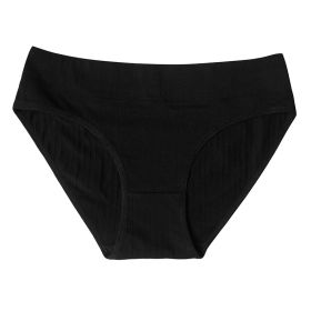 Cotton Mid Waist Women's Underwear Plus Size Women's Briefs (Option: Black-M)