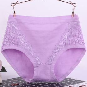 Women's Cotton Breathable Plus Size High Elastic Underwear (Option: Purple-XL)