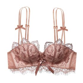 Women's Lace Underwear Petals Upper Support Adjustable Back Shaping Bra Set (Option: Orange Pink Single-70 32AB Universal)