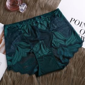 High Waist Lace Women's Panties French Transparent Comfortable Hip Lift Seamless Briefs (Option: New Green-M)