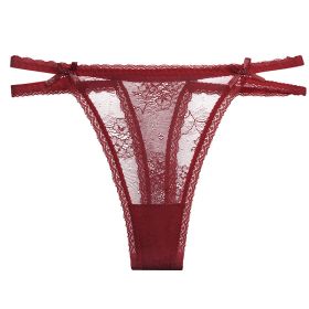 Thin Breathable T-back Underwear For Women (Option: Red-S)