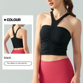 Halter Spaghetti Straps Vest With Chest Pad One-piece Summer Skinny Inner Match Tube Top Sleeveless Top (Option: S-Black)