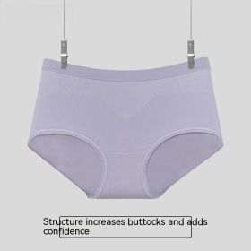 Summer High Elastic Antibacterial Women's Mid Waist Seamless Briefs Women's One-piece Seamless Silk Underwear (Option: Hip Lifting Style Purple-Average Size)