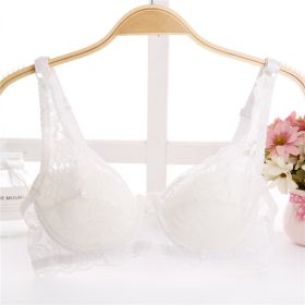 Thin Breathable Plus Size Lace Push Up Adjusting Bra (Option: White-32 70B)