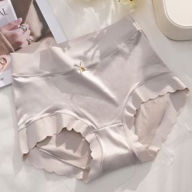 Satin Seamless Ice Silk Underwear (Option: Light Gray-M)