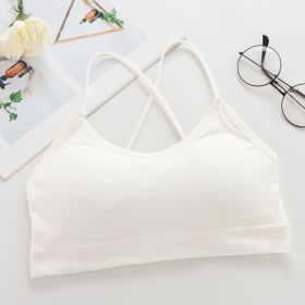 Gathered French Double Cross Shoulder Strap Beautiful Back Wrapped Chest Vest Underwear (Option: White-Free Size)