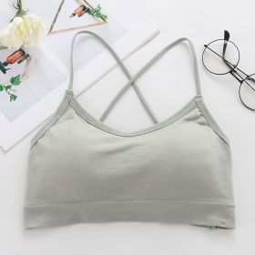 Gathered French Double Cross Shoulder Strap Beautiful Back Wrapped Chest Vest Underwear (Option: Gray-Free Size)