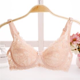 Thin Breathable Plus Size Lace Push Up Adjusting Bra (Option: Shrimp-32 70B)