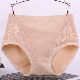 Women's Cotton Breathable Plus Size High Elastic Underwear (Option: Skin Color-XL)