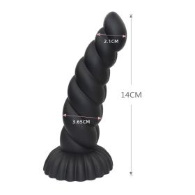 Colorful Silicone Threaded Anal Plug Buttplug for Men Women Masturbation Anal Dildos Soft Sex Toys Prostate Sex Shop Butt Plug (Color: BLACK)