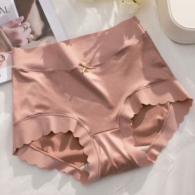 Satin Seamless Ice Silk Underwear (Option: Brick Red-M)