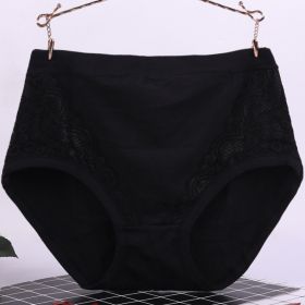 Women's Cotton Breathable Plus Size High Elastic Underwear (Option: Black-XL)